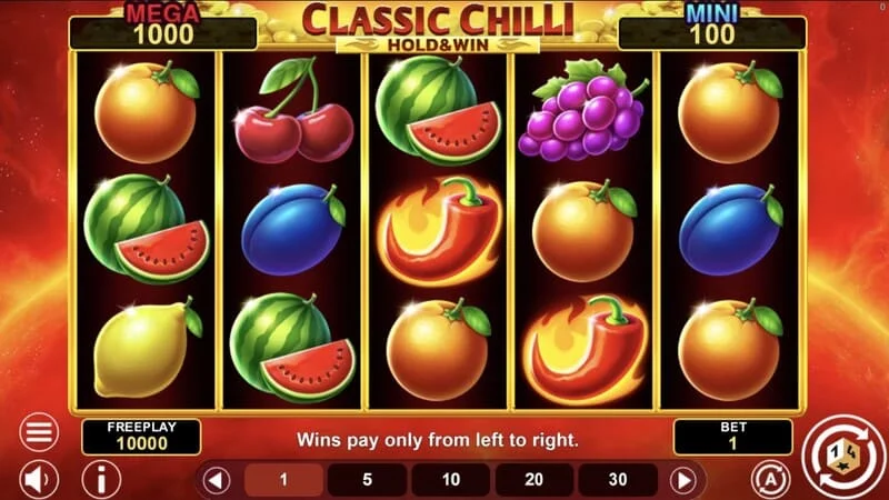 Classic Chilli Hold & Win - 5x3 rullikud tšillisümbolitega
